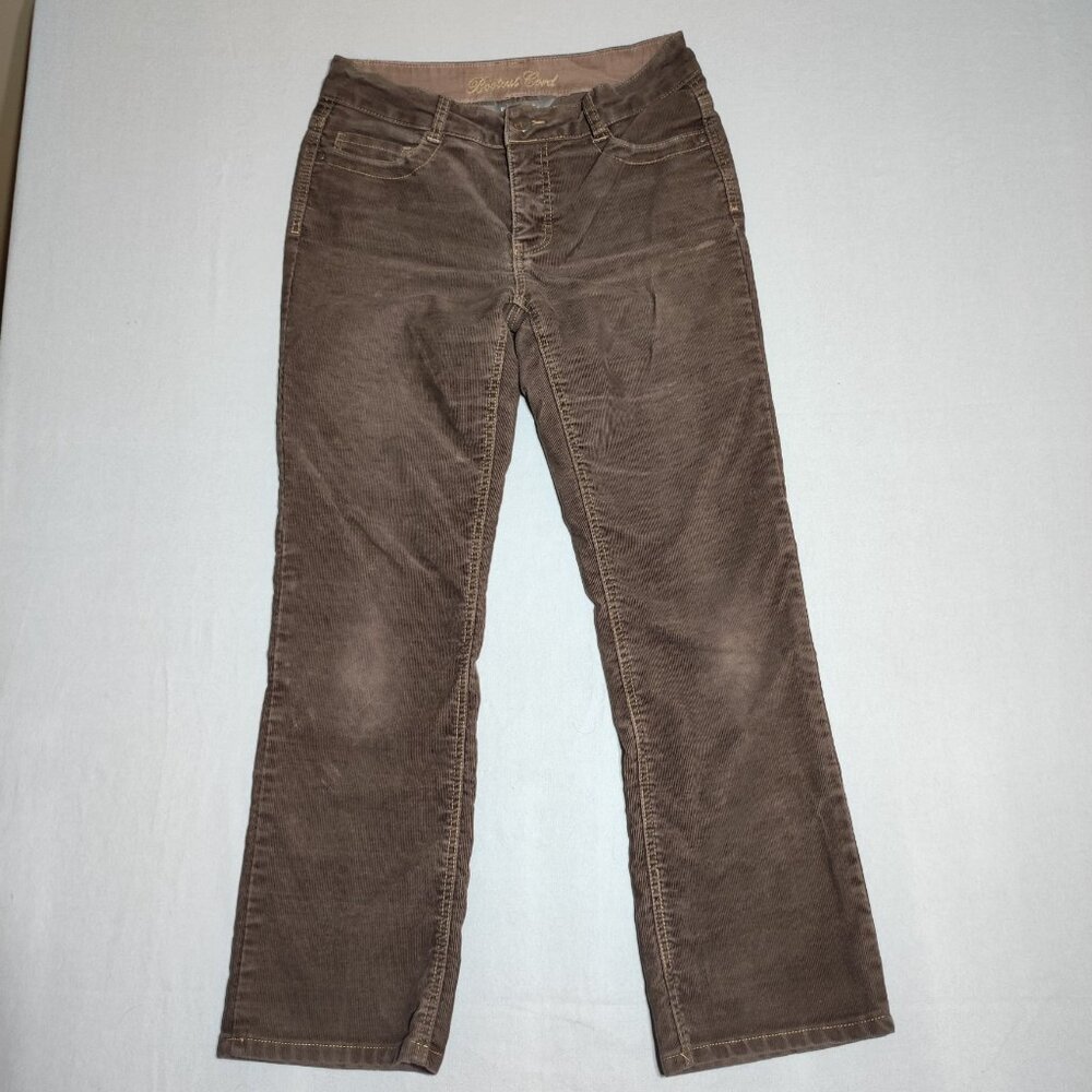 Denver Hayes corduroy pants women's 6X29 brown colour boot cut flap pockets